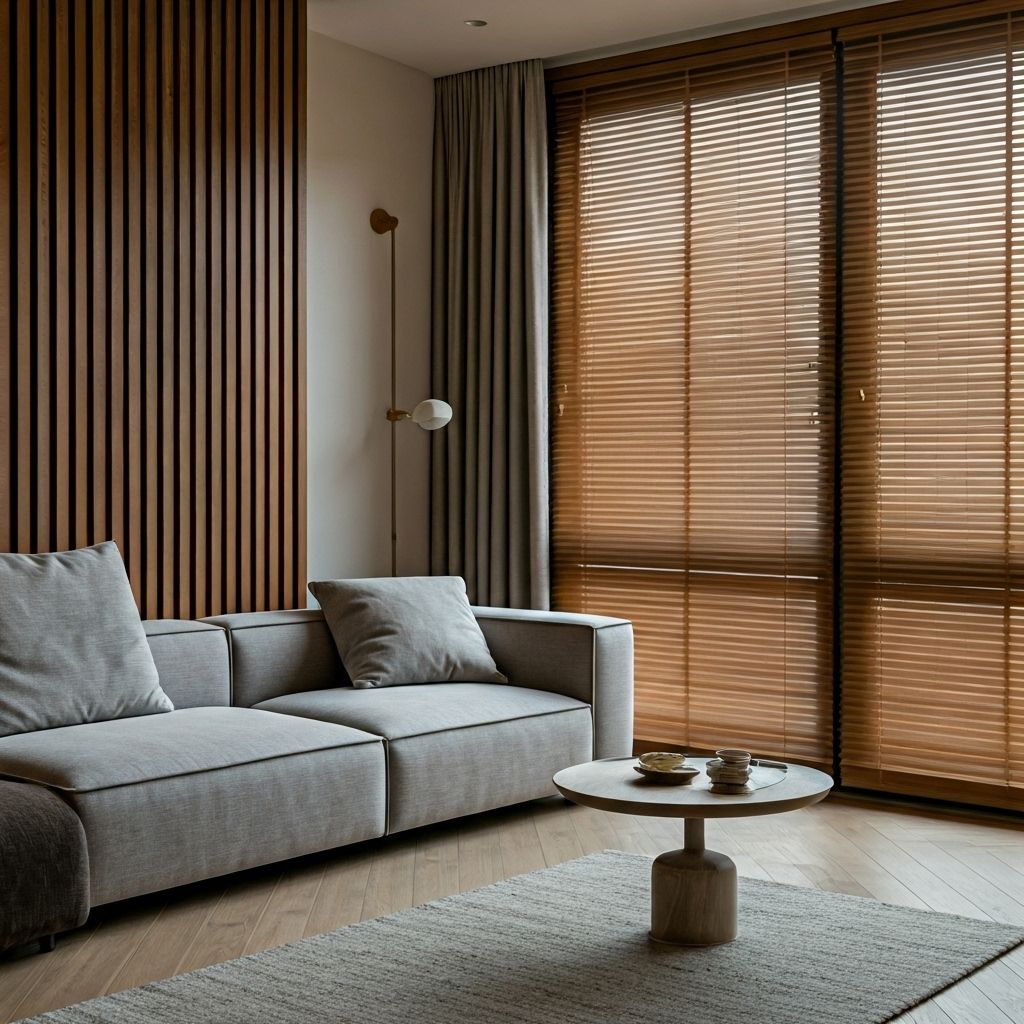 Premium wooden shutters in modern living room